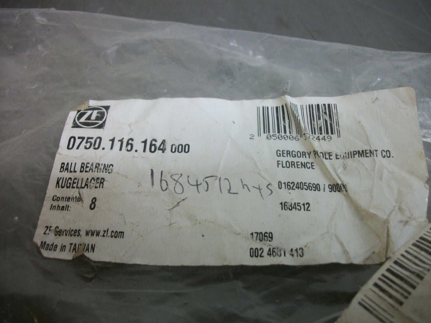 ZF LOT OF 8 BALL BEARINGS 0750.116.164 NEW