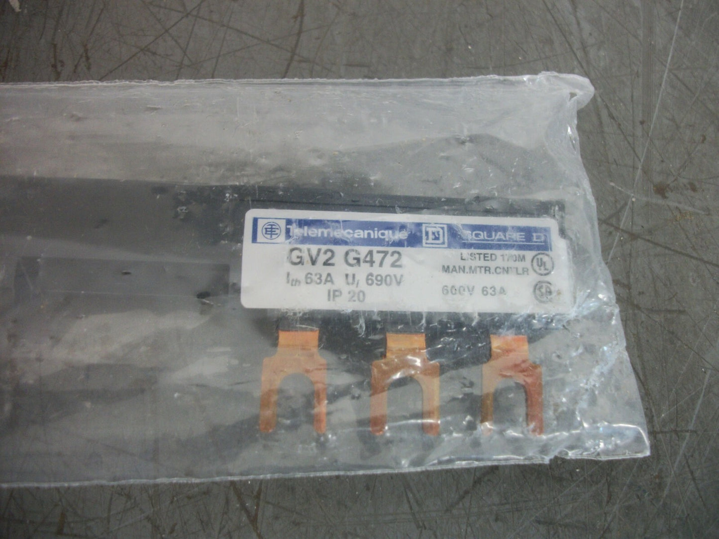 TELEMECANIQUE CONNECTING TERMINAL BUS BAR GV2-G472 63AMP 600VOLT NEW