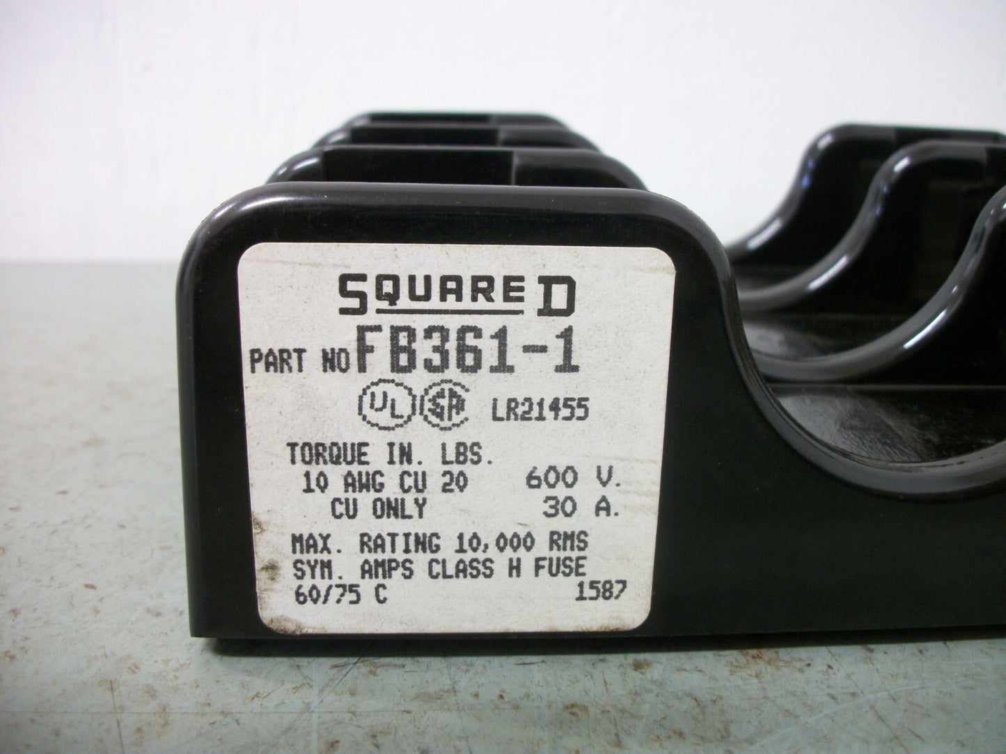 SQUARE D CLASS H FUSEHOLDER FB361-1 30AMP 600VOLT 3POLE NOB