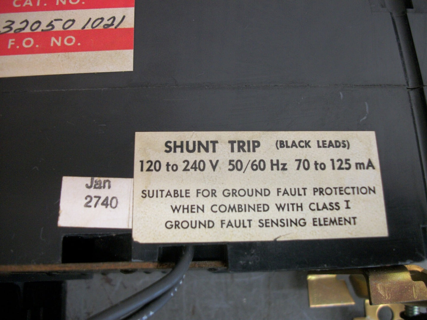 SQUARE D I-LINE FA CIRCUIT BREAKER FA320501021 50AMP 240VOLT 3POLE GRAY W/SHUNT