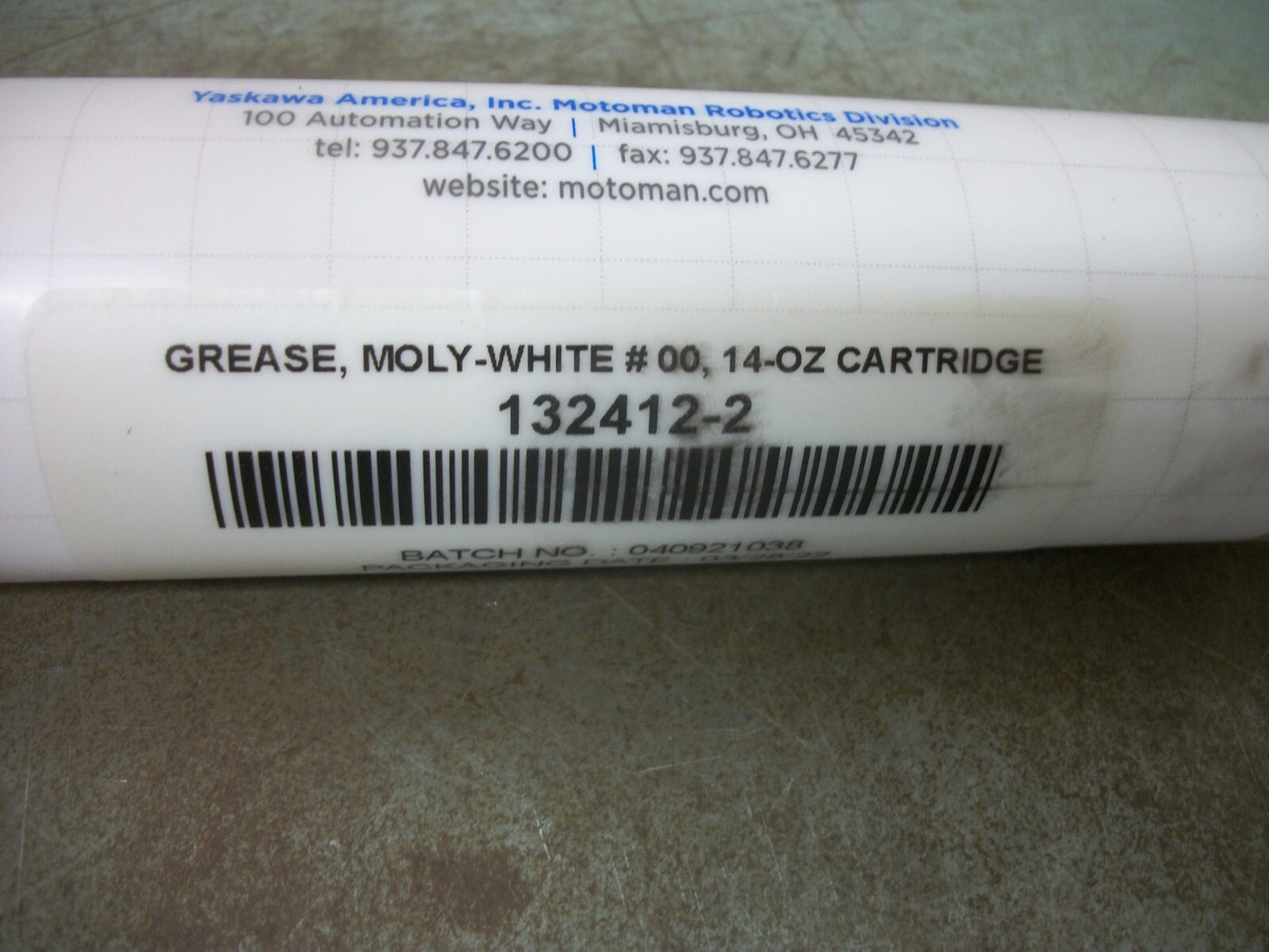 YASKAWA MOTOMAN ROBOTICS MOLY-WHITE #00 14-OZ GREASE CARTRIDGE 132412-2 NEW