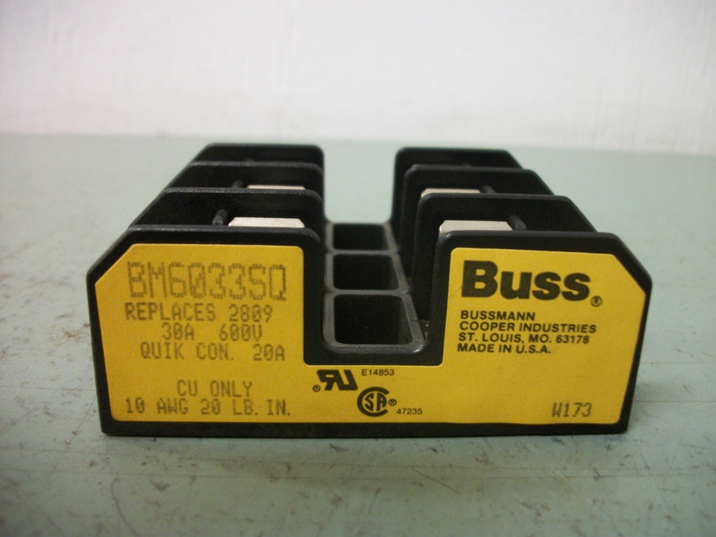 BUSSMANN FUSEHOLDER BM6033SQ 30AMP 600VOLT 3POLE