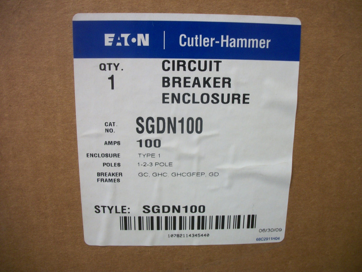 CUTLER-HAMMER CIRCUIT BREAKER ENCLOSURE FOR GC GHC GHCGFEP GD SGDN100 100AMP NIB
