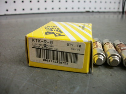 BUSSMANN BOX OF 4 LIMITRON FUSES KTK-R-9 9AMP 600VOLT NIB