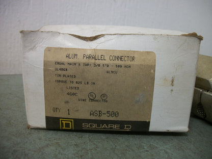 SQUARE D 3/0 STR - 500MCM ALUMINUM PARALLEL CONNECTOR ASB-500 NIB