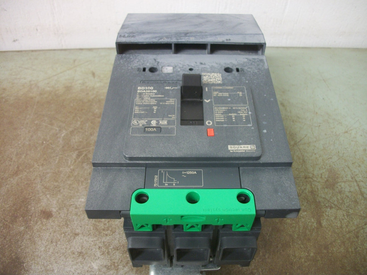 SQUARE D POWERPACT I-LINE BD CIRCUIT BREAKER BDA36100 100AMP 600VOLT 3POLE
