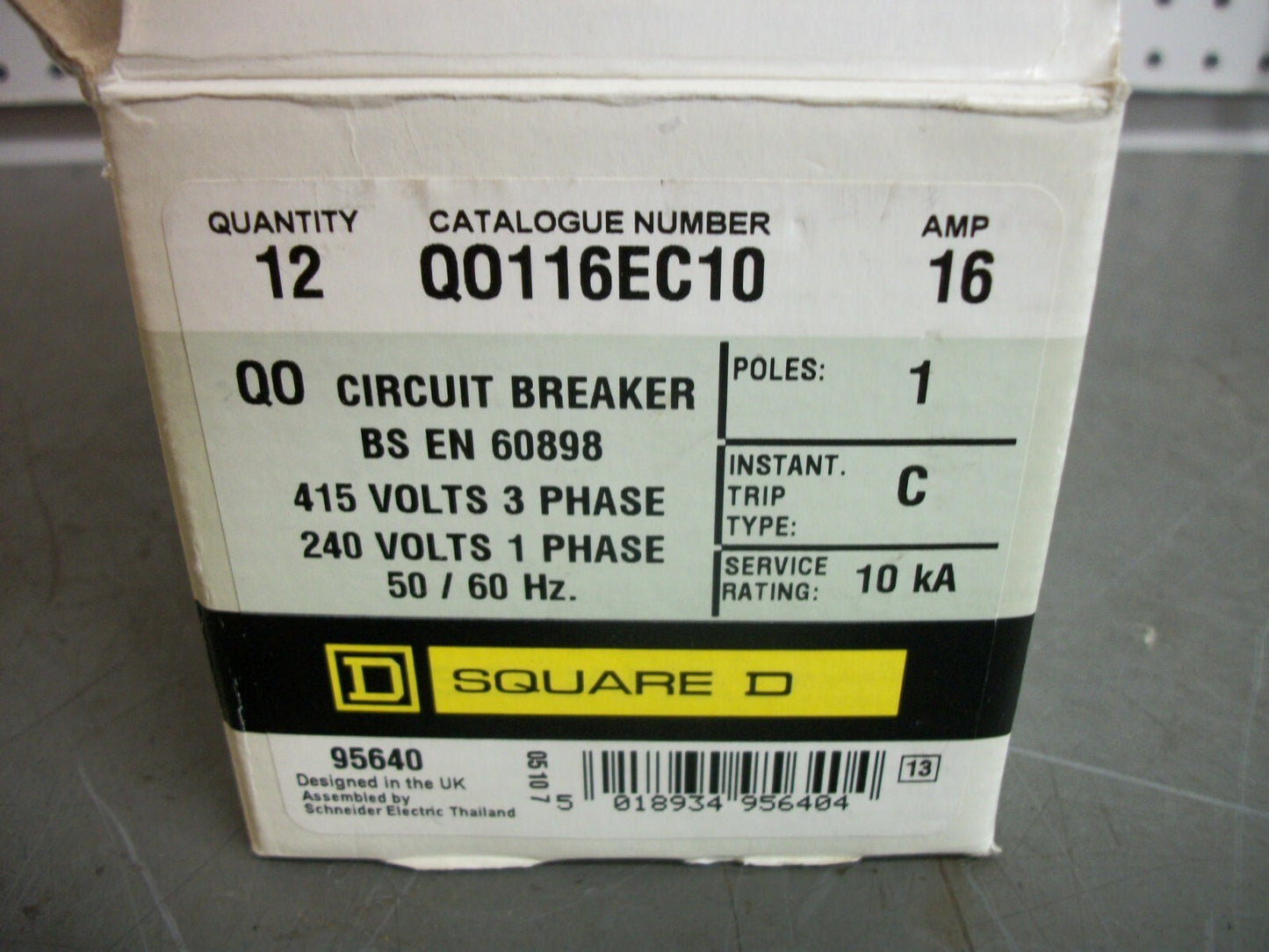 SQUARE D QOE CIRCUIT BREAKER QO116EC10 16AMP 415VOLT 1POLE NOB