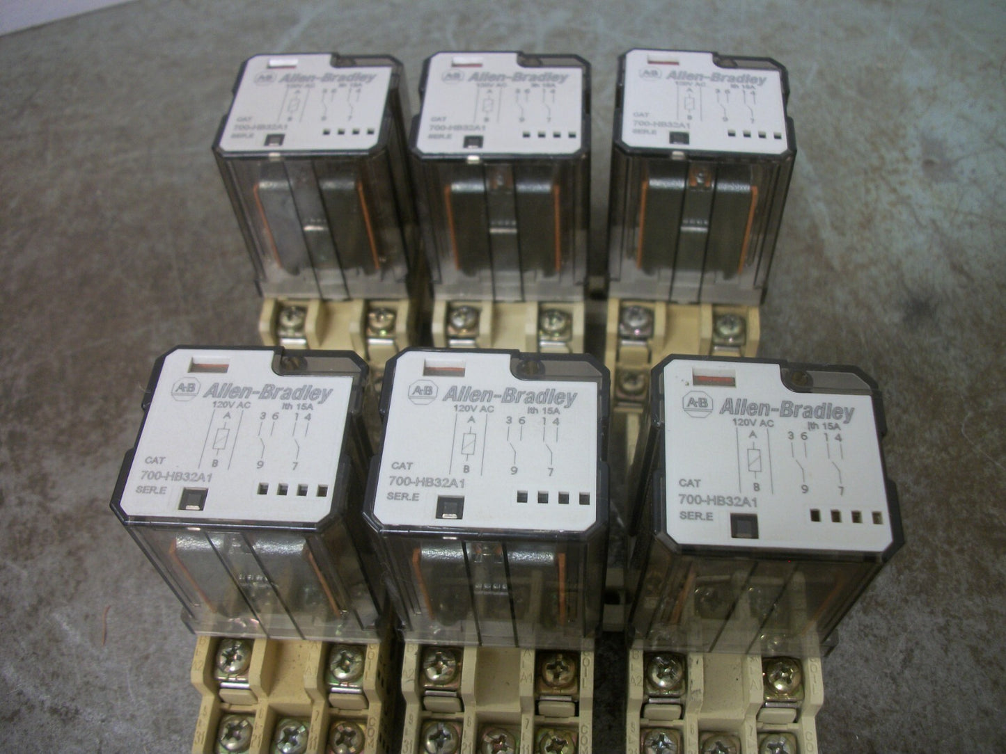 ALLEN-BRADLEY LOT OF 6 DPDT 8-PIN RELAYS 700-HB32A1 120VCOIL