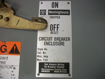 WESTINGHOUSE 373D128G03 CIRCUIT BREAKER BUS PLUG BPFB 100AMP 600VOLT