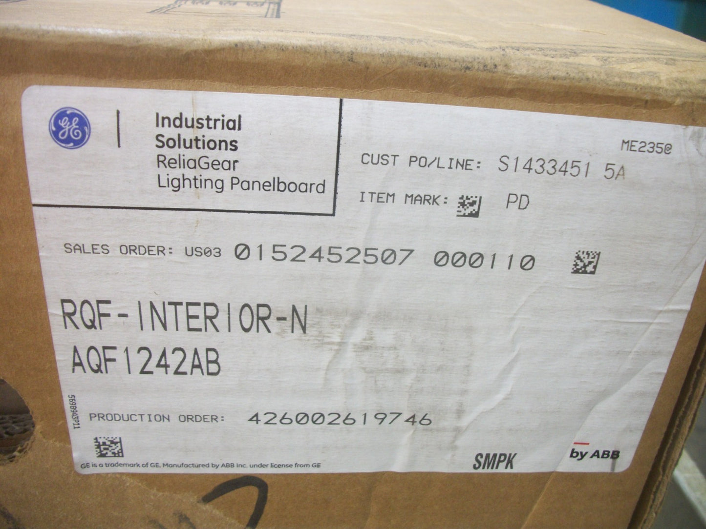 GE RELIAGEAR PANELBOARD INTERIOR AQF1242AB 225A 120/240V 1PH 200A MAIN NIB