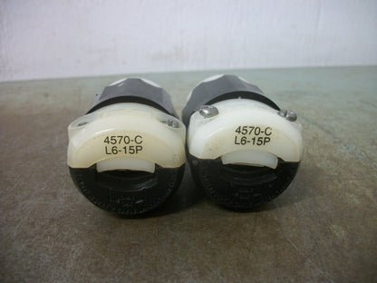 LEVITON LOT OF 2 L6-15P LOCKING PLUGS 4570-C 15AMP 250VOLT 2P 3W GRND