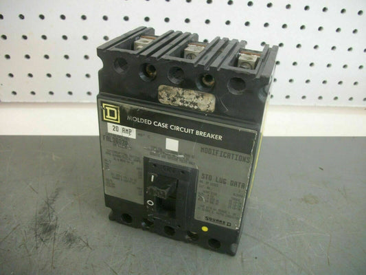 SQUARE D FAL CIRCUIT BREAKER FAL36020 20AMP 600VOLT 3POLE GRAY