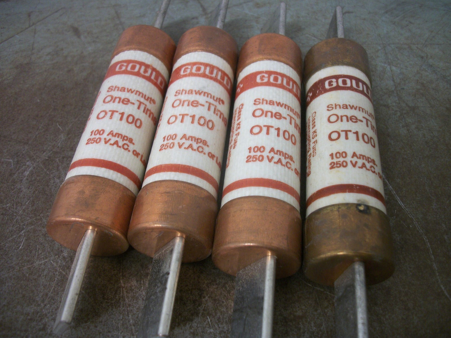GOULD SHAWMUT LOT OF 5 ONE-TIME FUSES OT100 100AMP 250VOLT