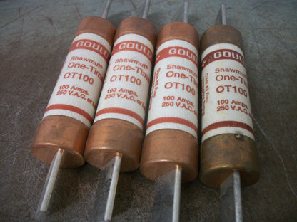 GOULD SHAWMUT LOT OF 5 ONE-TIME FUSES OT100 100AMP 250VOLT