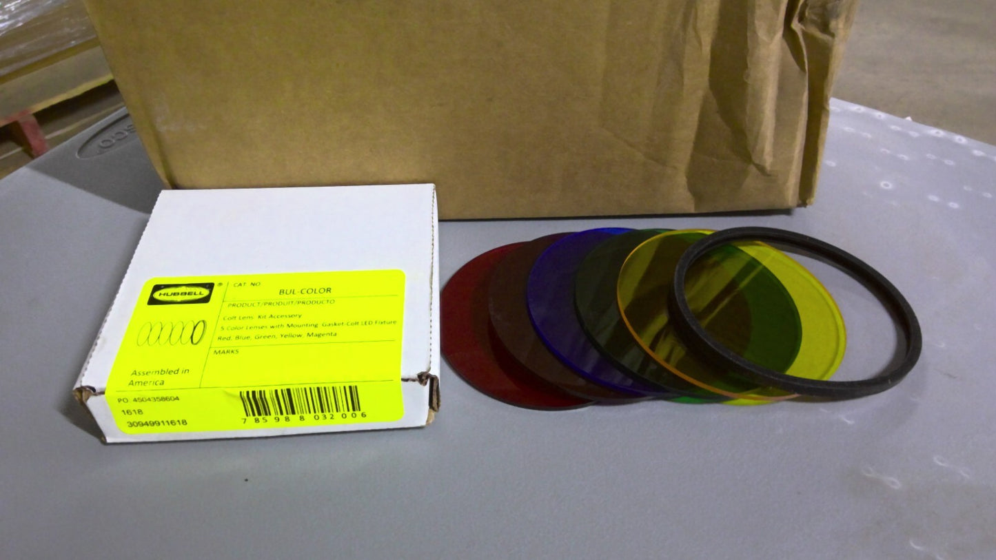 HUBBELL COLT LENS KIT 5 COLOR LENSES W/ MOUNTING GASKET BUL-COLOR NIB