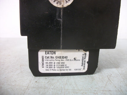 CUTLER-HAMMER GHB CIRCUIT BREAKER GHB3040 40AMP 480VOLT 3POLE NOB