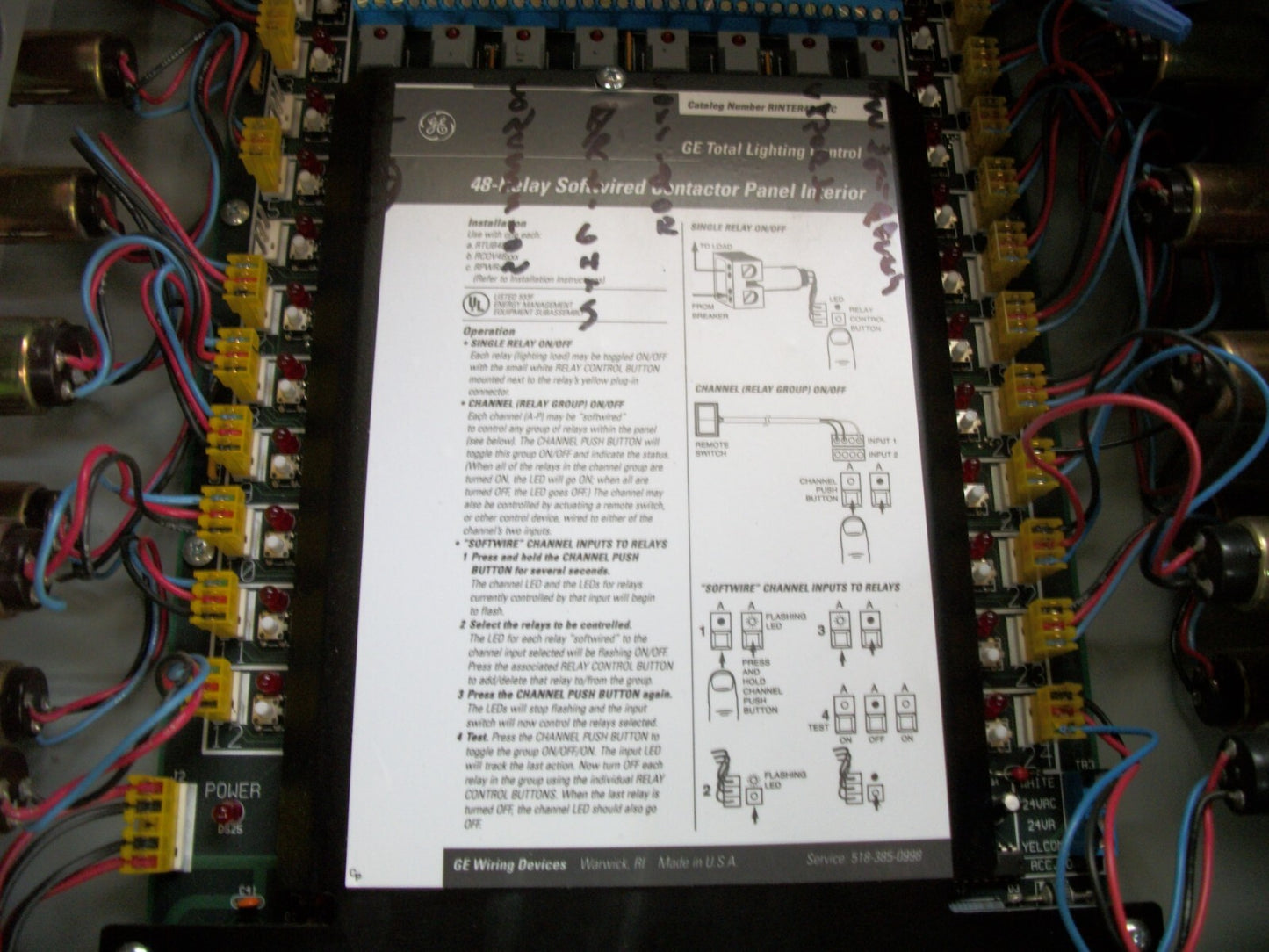 GE 48-RELAY SOFTWIRED CONTACTOR LIGHTING CONTROL PANEL CABINET RINTER4848SC