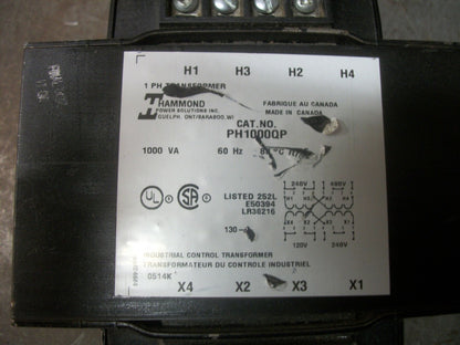 HAMMOND 1000VA 1PH TRANSFORMER HV 240X480 LV 120/240