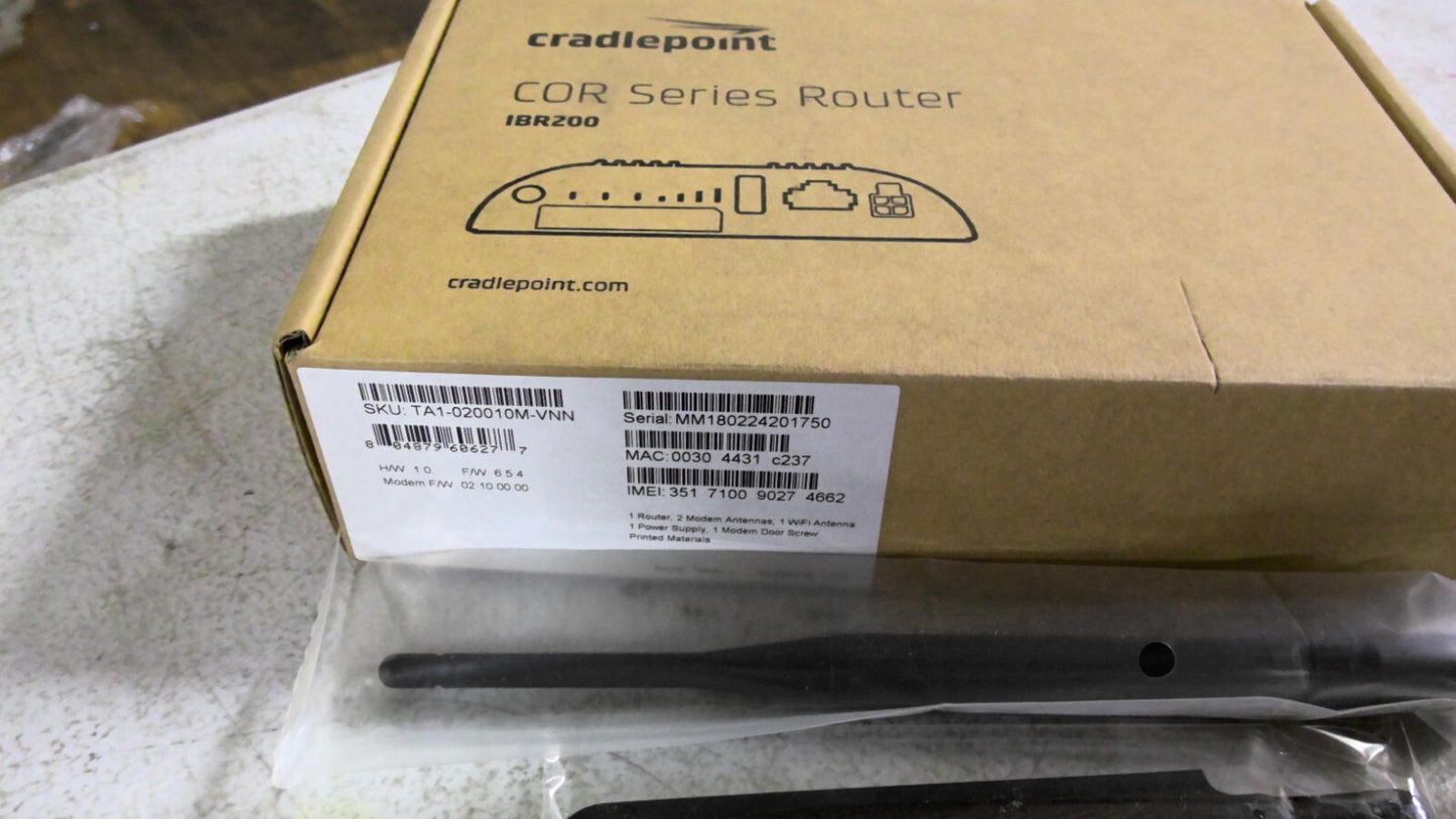 CRADLEPOINT TA1-020010M-VNN IBR200 VERIZON COR ROUTER IBR200-10M-VZ NIB