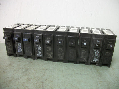 CUTLER-HAMMER LOT OF 10 BR CIRCUIT BREAKERS BR120 20AMP 240VOLT 1POLE