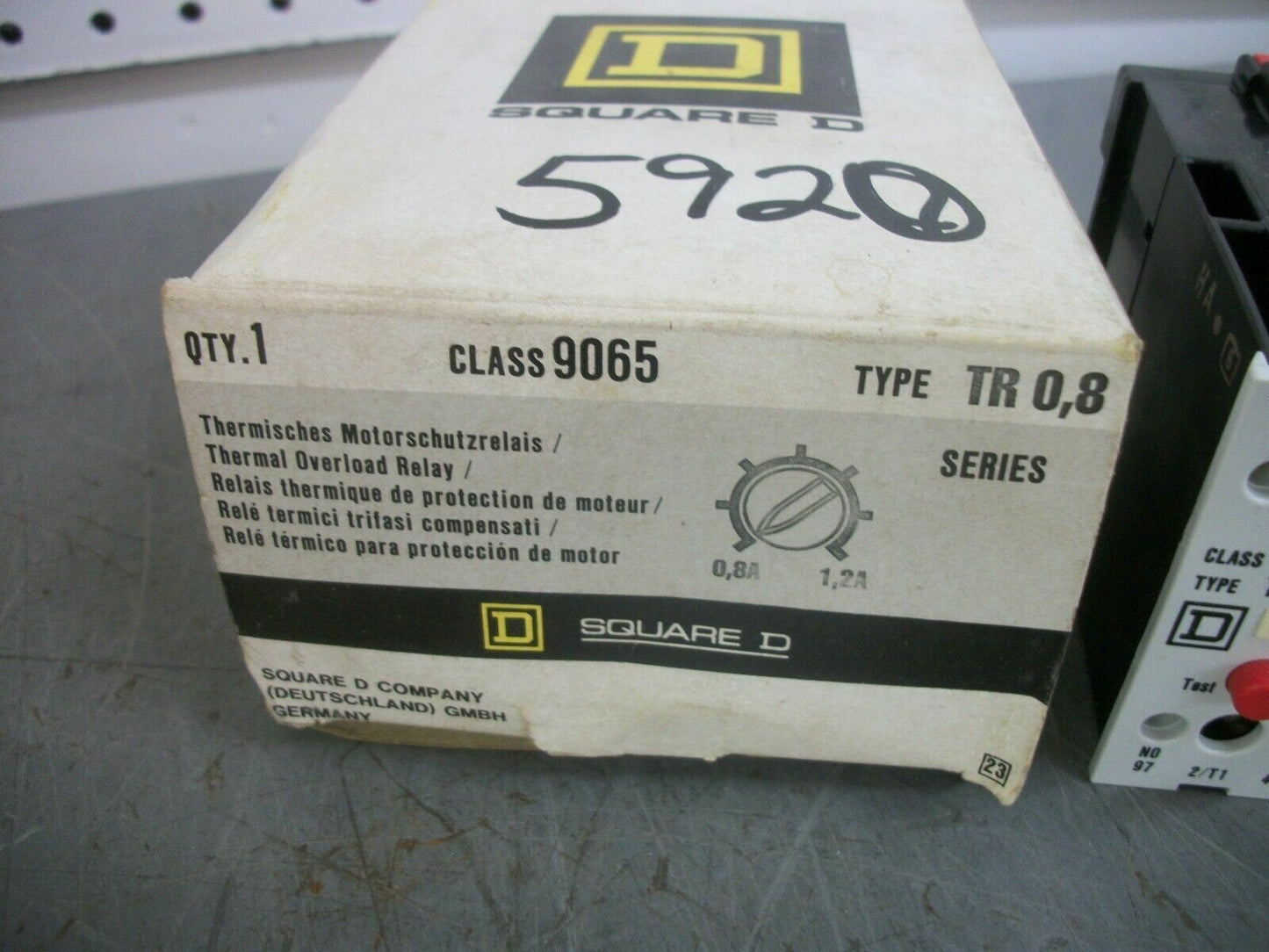 SQUARE D THERMAL OVERLOAD RELAY 9065TR0,8 0.8-1.2AMP NIB