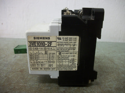 SIEMENS MANUAL MOTOR STARTER 3VE1010-2F 0.63-1AMP