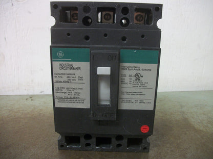 GE TED CIRCUIT BREAKER TED134060WL 60AMP 480VOLT 3POLE GREEN