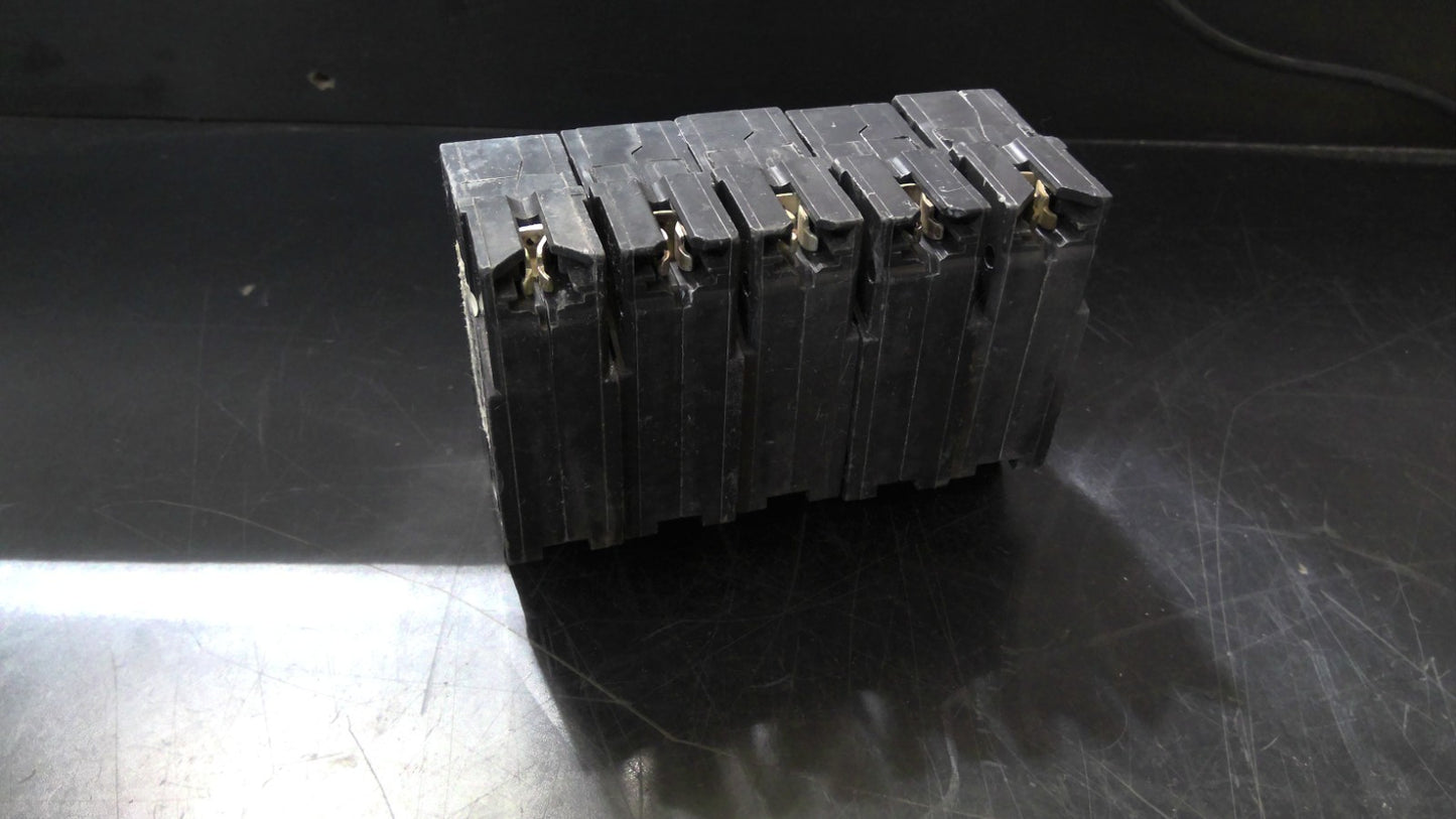 GE LOT OF 5 THQL CIRCUIT BREAKERS THQL1115 15AMP 240VOLT 1POLE