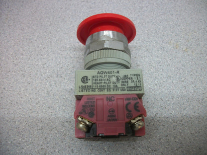 IDEC AOW00M RED MUSHROOM MAINTAINED PUSH IN/PUSH OUT PUSHBUTTON AOW401-R