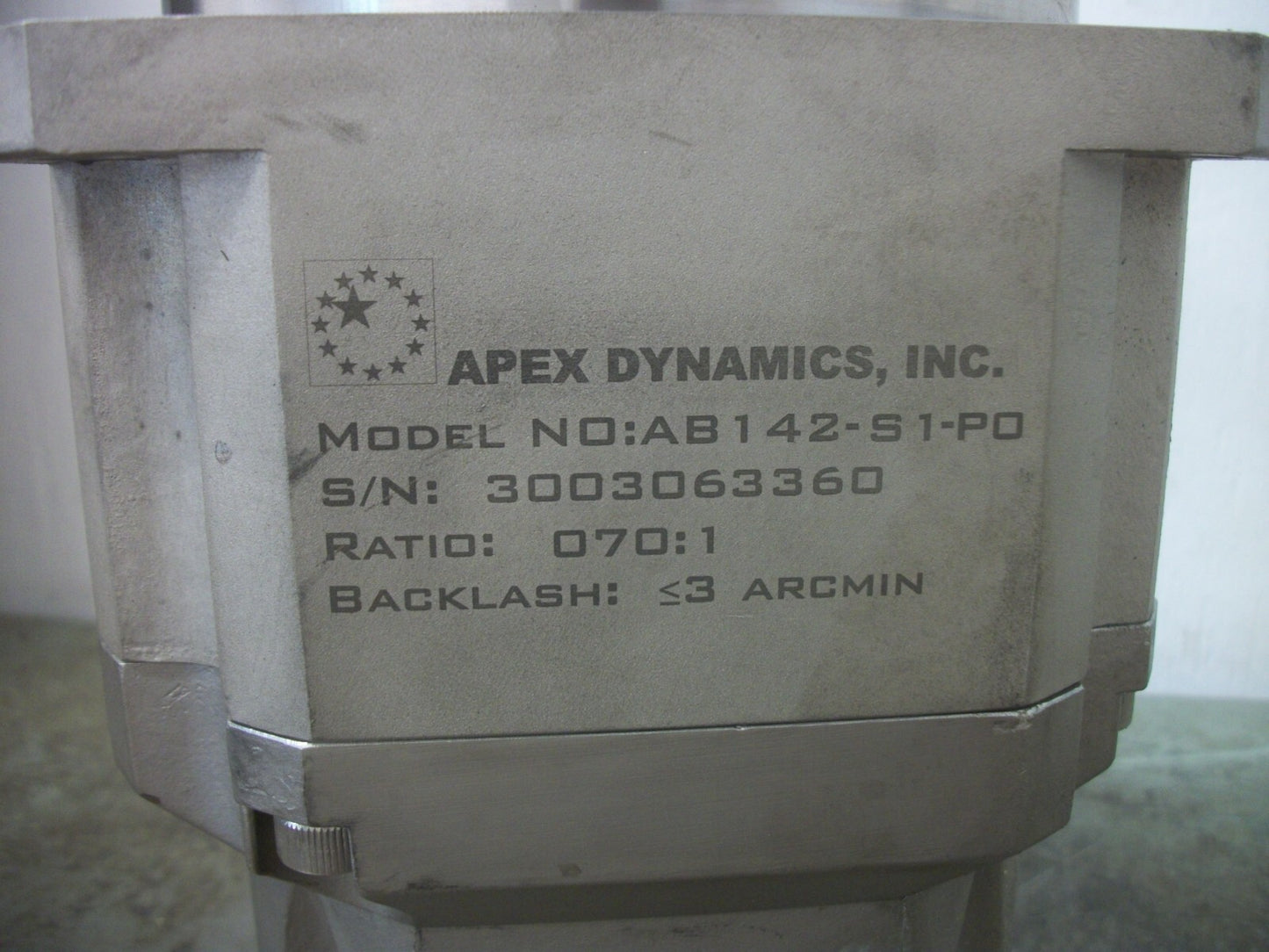 APEX DYNAMICS 070:1 RATIO GEARBOX GEAR REDUCER AB142-S1-P0 NOB