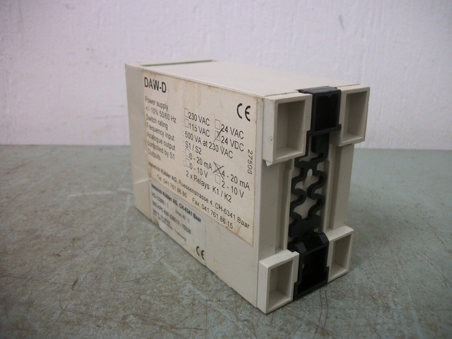 HEINRICH KUBLER DAW-D POWER SUPPLY 005 KPC 630 320013 / 15328 24VDC 4-20mA