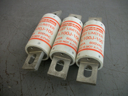 FERRAZ-SHAWMUT LOT OF 3 TEST LIMITER FUSES TL100J-100 100AMP 600VOLT