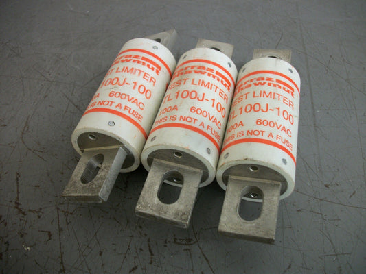 FERRAZ-SHAWMUT LOT OF 3 TEST LIMITER FUSES TL100J-100 100AMP 600VOLT