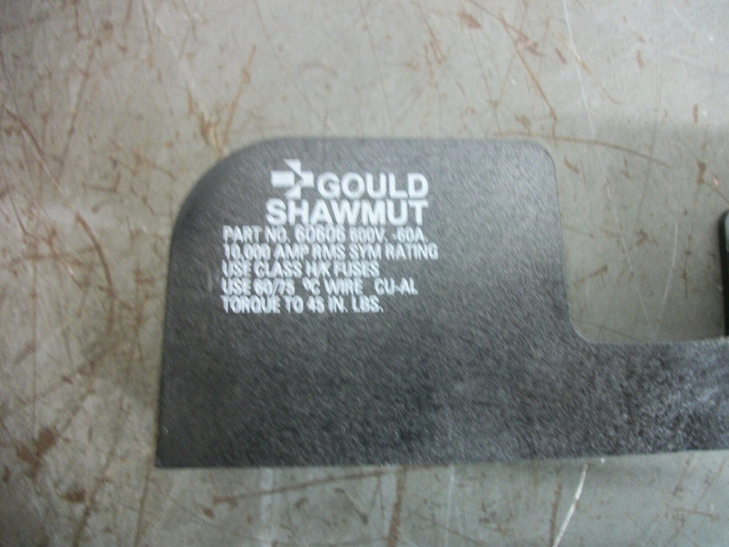 GOULD SHAWMUT FUSEHOLDER 60606 60AMP 600VOLT 1POLE NOB