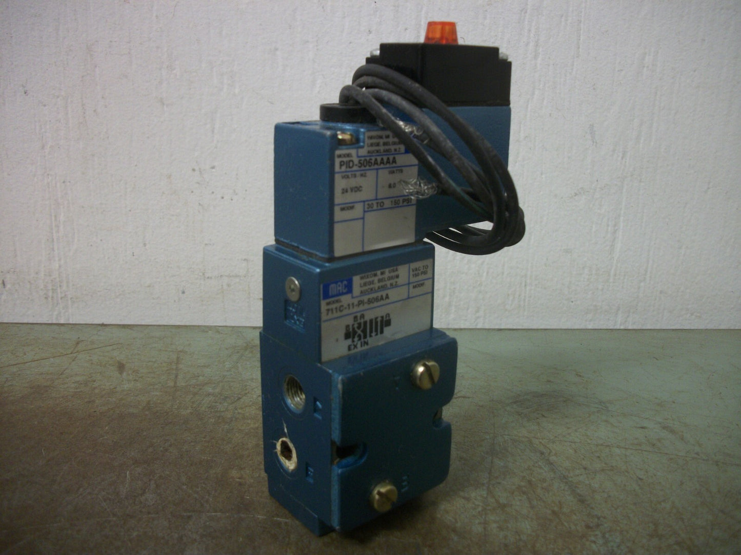 MAC EXACT STROKE SOLENOID VALVE 711C-11-PI-506AA 150PSI 24VDC 6W