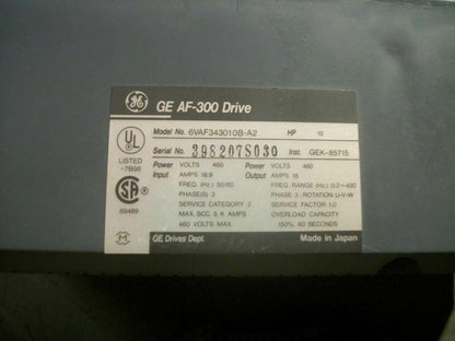 GE AF-300B 10HP AC DRIVE 6VAF343010B-A2 460VOLT 3PH 18AMP