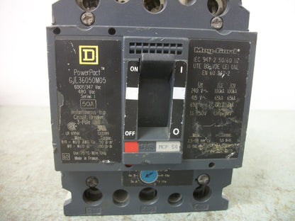 SQUARE D POWERPACT GJL CIRCUIT BREAKER GJL36050M05 50AMP 600VOLT 3POLE
