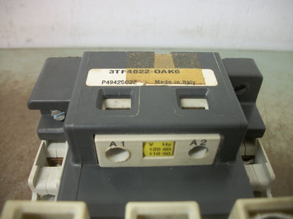 SIEMENS CONTACTOR 3TF4622-OAK6 80AMP 120VCOIL 3PH 600V 50HP