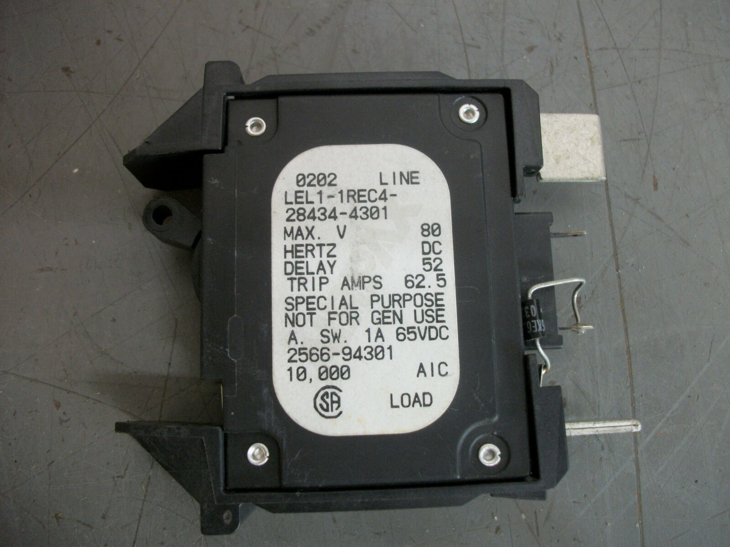 AIRPAX CIRCUIT BREAKER LEL1-1REC4-28434-4301 50AMP 80VOLT 1POLE