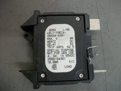 AIRPAX CIRCUIT BREAKER LEL1-1REC4-28434-4301 50AMP 80VOLT 1POLE