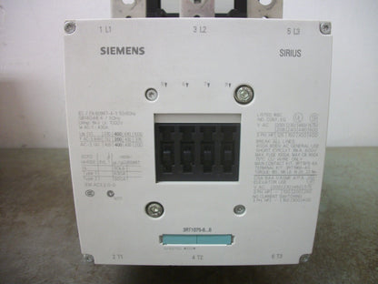 SIEMENS SIRIUS CONTACTOR 3RT1075-6AF36 400AMP 127VCOIL 3PH 600V 400HP CHIPPED