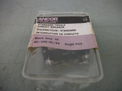 CARLING SWITCH ANCOR CIRCUIT BREAKER AA1-X0-01-721-5D1-C 40AMP 250VOLT 1POLE NEW