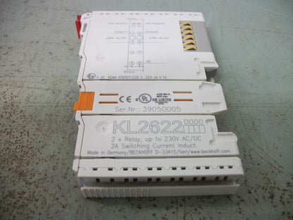 BECKHOFF 2-CHANNEL RELAY OUTPUT TERMINAL MODULE KL2622