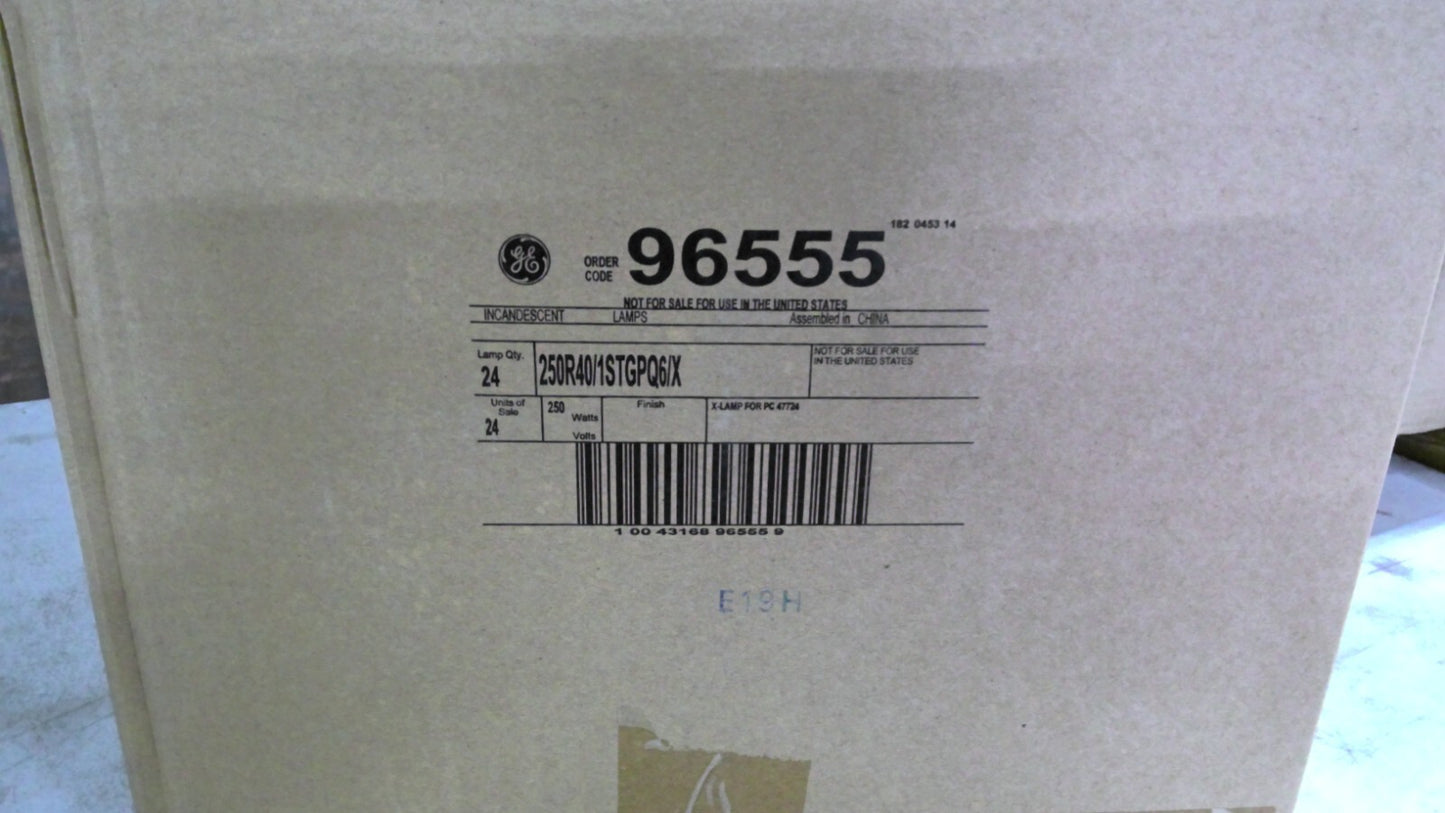 GE 96555 BOX OF 24 INCANDESCENT LAMPS 250R40/1STGPQ6/X 250W NIB