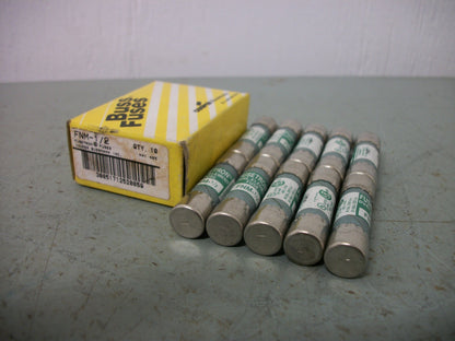BUSSMANN BOX OF 10 FUSETRON FUSES FNM1/2 1/2AMP 250VOLT NIB