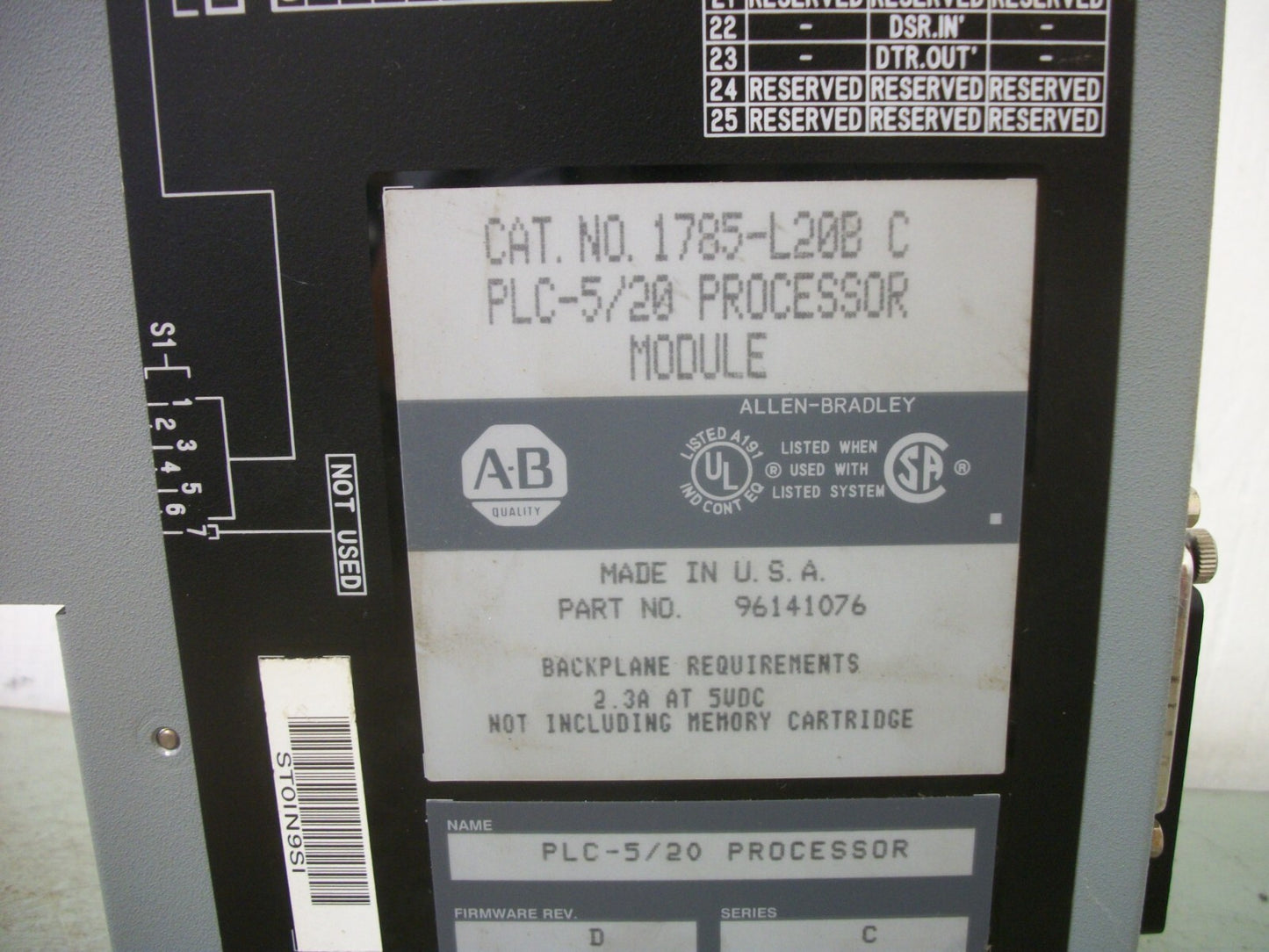 ALLEN-BRADLEY PLC-5/20 PROCESSOR MODULE 1785-L20B/C
