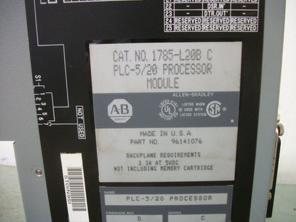 ALLEN-BRADLEY PLC-5/20 PROCESSOR MODULE 1785-L20B/C