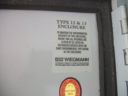 HUBBELL WEIGMANN 14X12X6 ENCLOSURE TYPE 12,13 14126-12CHC