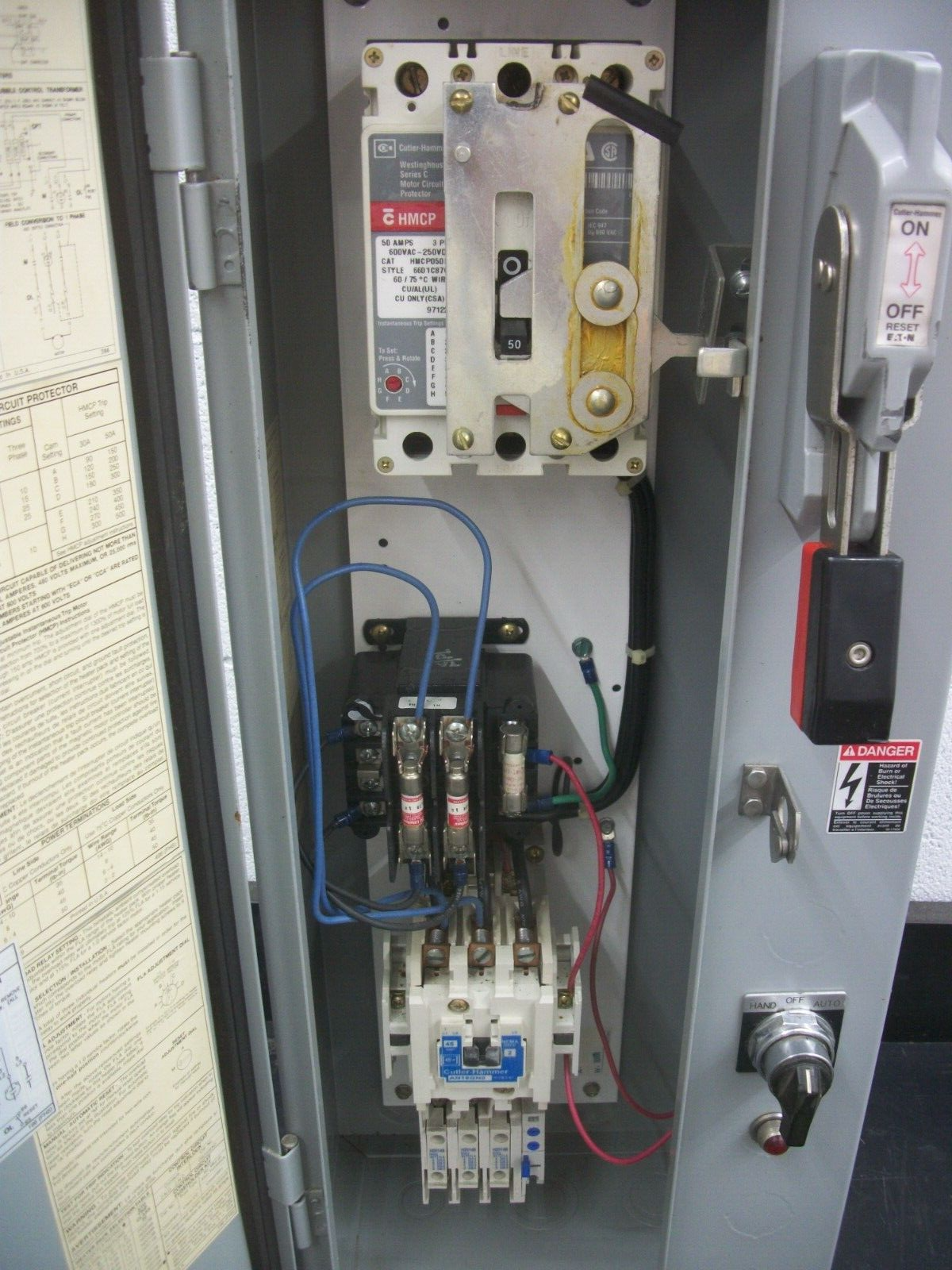 CUTLER-HAMMER STARTER COMBO SIZE 2 AN16GN0 120VCOIL 50AMP BREAKER