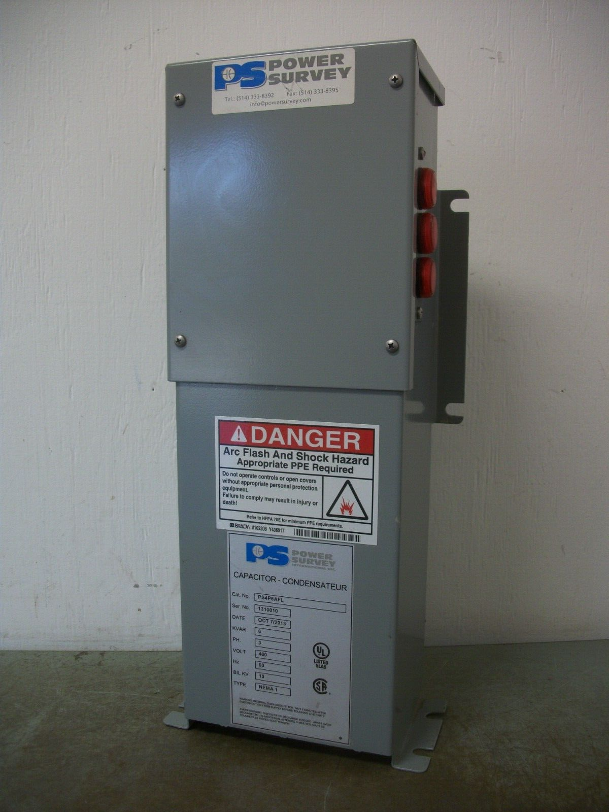 POWER SURVEY CAPACITOR PS4P6AFL 6KVAR 480VOLT 3PH NOB